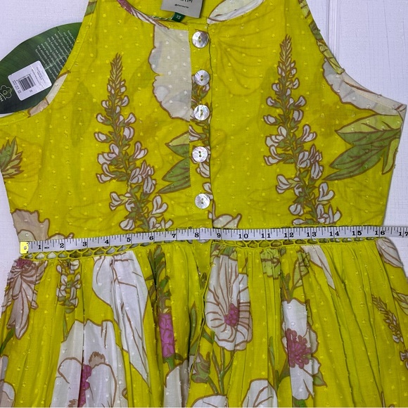 Farm Rio NWT Neon Garden Cotton Midi Dress Floral Summer Yellow Sz XS $235 - Picture 14 of 15